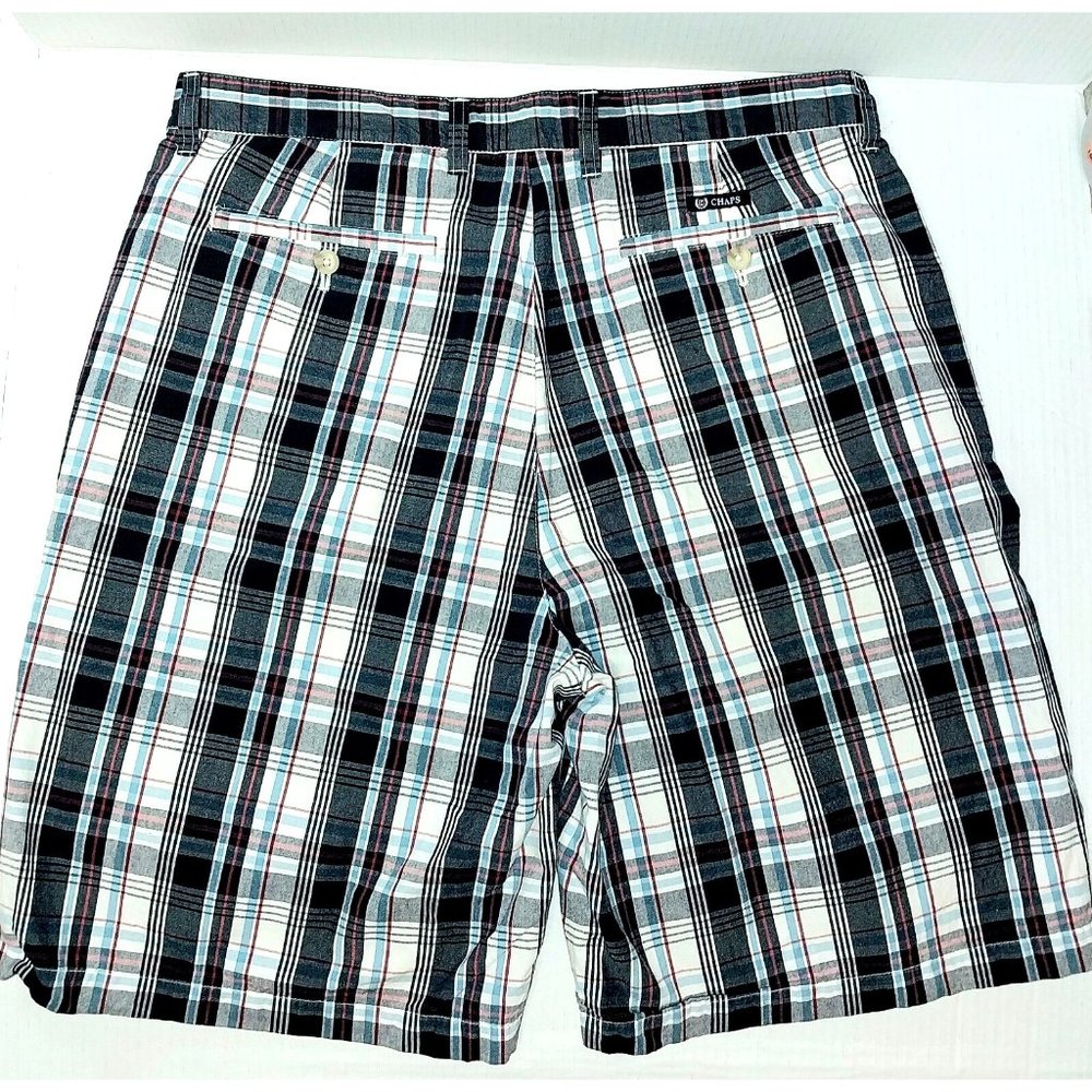 Chaps Ralph Lauren Men's Blue Plaid Flat Front Pocket Bermuda Shorts 36 - Picture 2 of 4